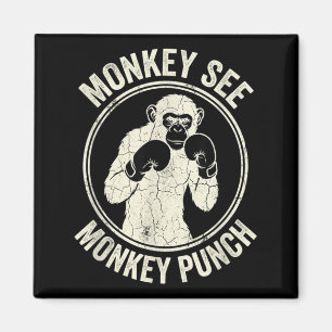 Affe sieht Affen schlägt Vintage-Boxen Gorilla Magnet