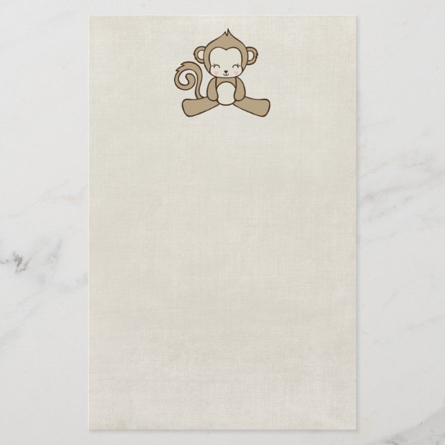 Affe sitzt runter und sieht glücklich Niedlich & K Briefpapier (Vorderseite)