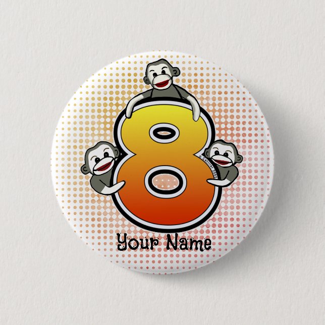 Affe Socken Nummer 8 Button (Vorderseite)