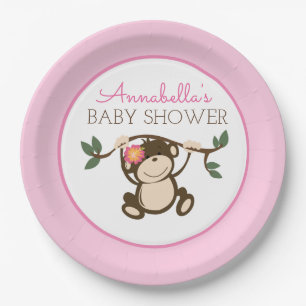 Affe-Spiel-Mädchen-Babyparty-Platte Pappteller