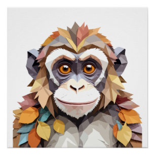 Affe spielerisch Adorable Fun Tier bunte Freude Poster