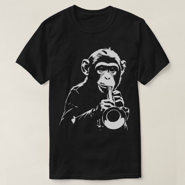 Affe spielt auf der Trompete T-Shirt (Design vorne)