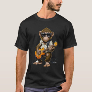 Affe spielt elektrische Gitarre  Tier Affe  Gui T-Shirt