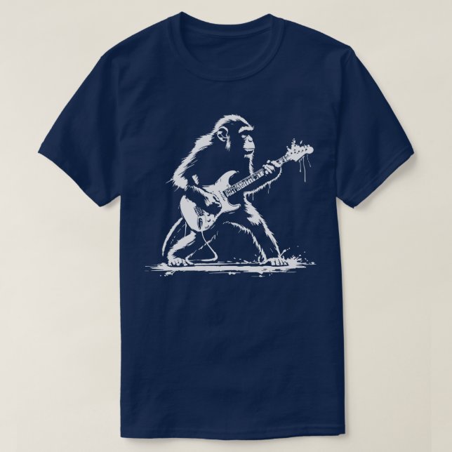 Affe spielt Gitarre T-Shirt (Design vorne)