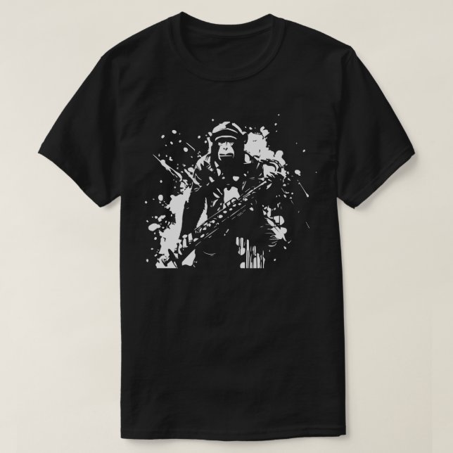 Affe spielt Saxophon T-Shirt (Design vorne)