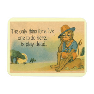 Affe spielt toter 1914 Comic Vintage Magnet