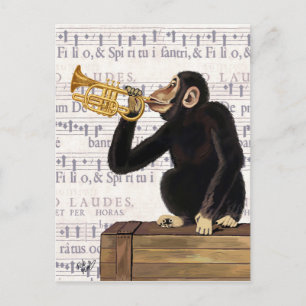 Affe spielt Trumpet Postkarte