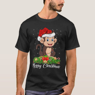 Affe Tiere Lover Matching Weihnachtsmannmütze Monk T-Shirt