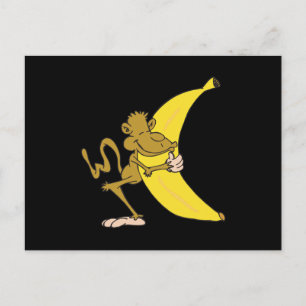 Affe umarmt Banane Postkarte