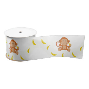 Affe und Bananen Satinband