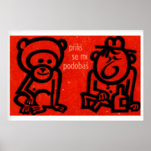 Affe und betrunkener Mann Matchbox-Kunstprint, Tsc Poster