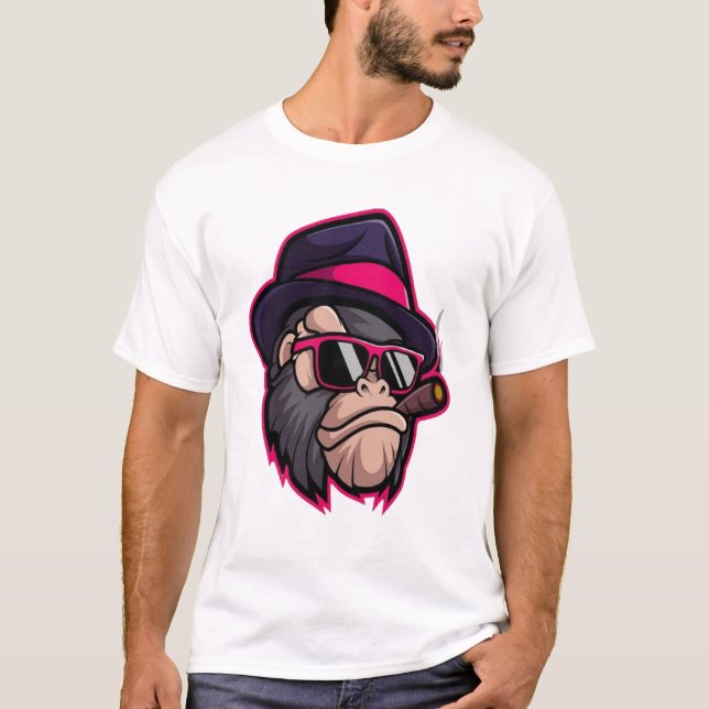 Affe und Cap I-Shirt T-Shirt (Vorderseite)