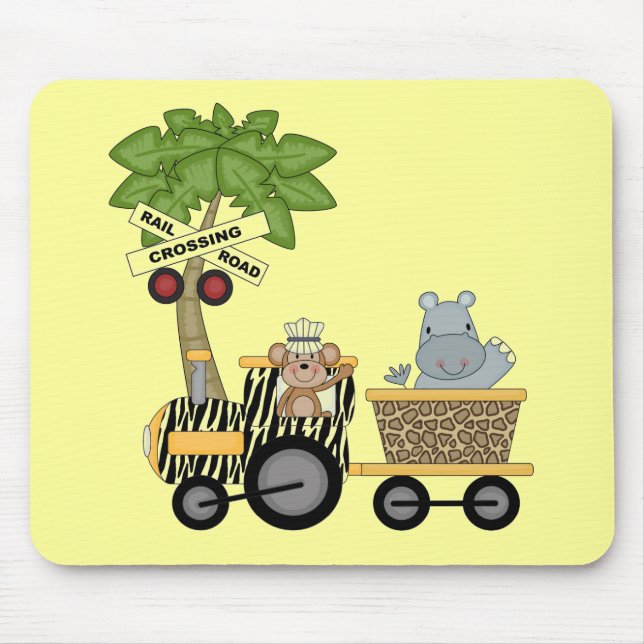 Affe-und Flusspferd-Zug-T-Shirts und Geschenke Mousepad (Vorne)