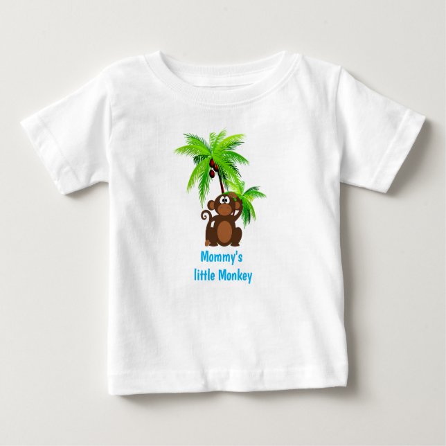 Affe und Palm Tree Zootier Baby T-shirt (Vorderseite)