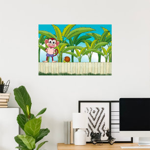 Affe und Schnecke im tropischen Dschungel Poster