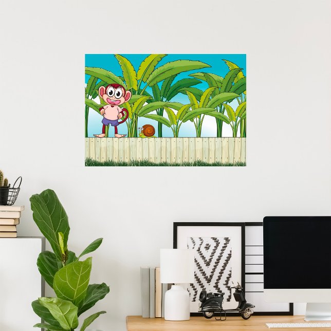 Affe und Schnecke im tropischen Dschungel Poster (Von Creator hochgeladen)