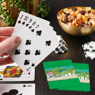 Affe und Schnecke in einer tropischen Dschungelsze Spielkarten