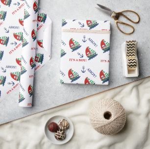 Affe-und Segelboot-Packpapier (besonders Geschenkpapier