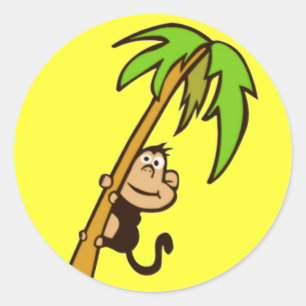 Affe Up a Tree Runder Aufkleber