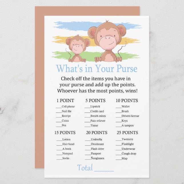 Affe Was ist in deinem Geldbörsenspiel? (Vorne/Hinten)