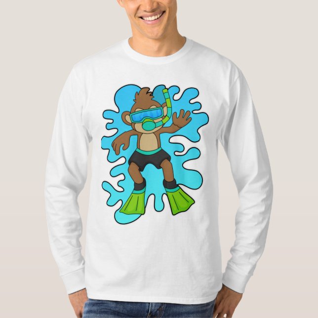 Affe wie Tauchen mit Schnorchel T-Shirt (Vorderseite)