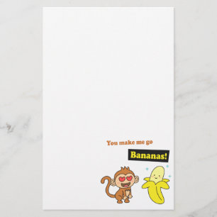 Affe wird verrückt nach Bananen, süße Liebeshumor Briefpapier