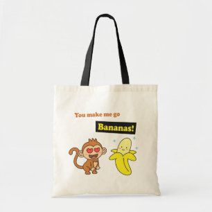 Affe wird verrückt nach Bananen, Süße Liebeshumor Tragetasche