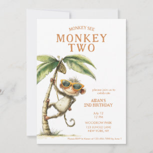 Affe zwei zweite Geburtstag Einladung