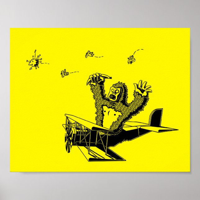 Affen auf Flugzeug Poster (Vorne)