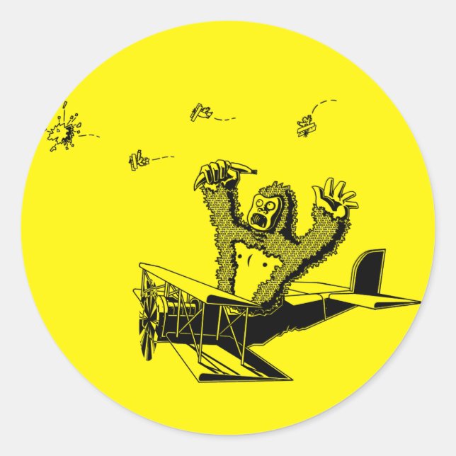 Affen auf Flugzeug Runder Aufkleber (Vorderseite)