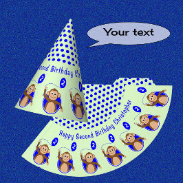 Affen aus 2. Geburtstag, blau grün Partyhütchen