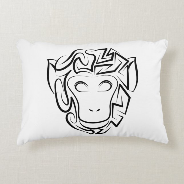 Affen aus schwarzem und weißem Stamm Dekokissen (Vorderseite)