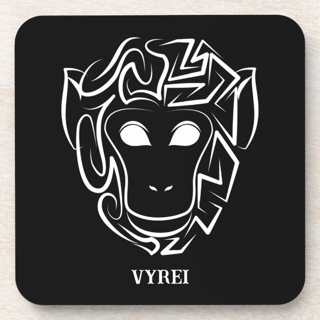 Affen aus schwarzem und weißem Stamm Getränkeuntersetzer (Vorderseite)