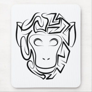 Affen aus schwarzem und weißem Stamm Mousepad