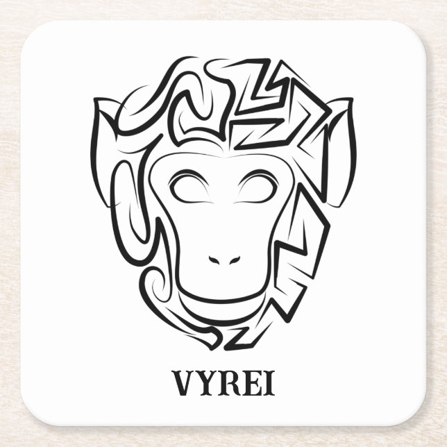 Affen aus schwarzem und weißem Stamm Rechteckiger Pappuntersetzer (Vorderseite)