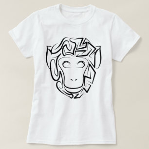 Affen aus schwarzem und weißem Stamm T-Shirt