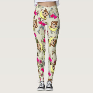 Affen Bananen Rosa Herz Leggings