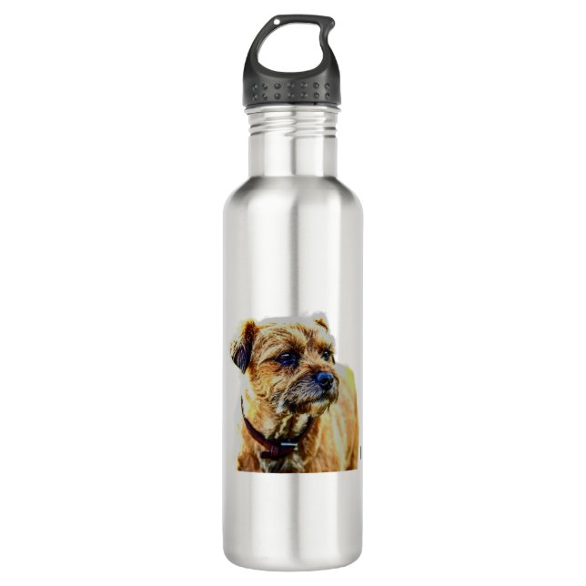 Affen Border Terrier Edelstahlflasche (Vorderseite)