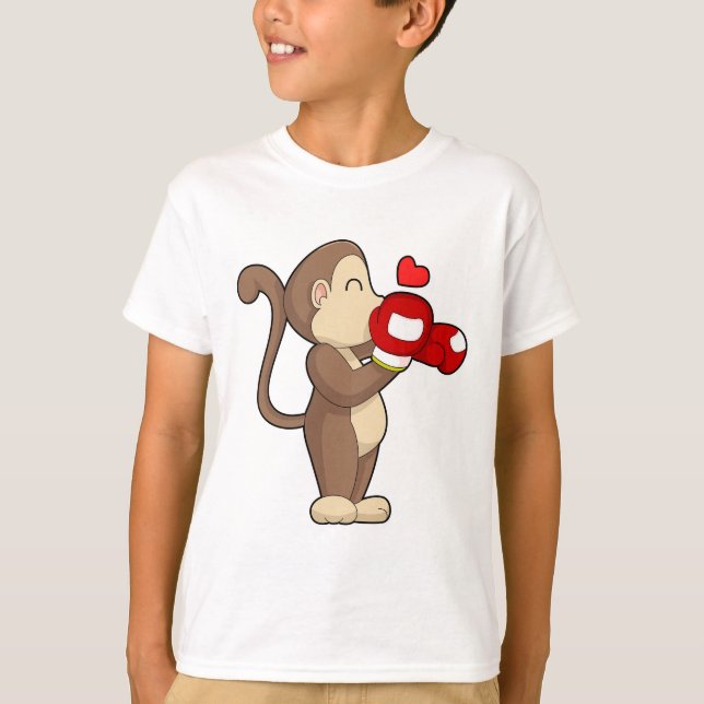Affen Boxer Boxhandschuhe Boxen T-Shirt (Vorderseite)