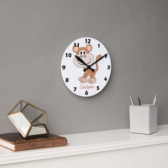 Affen-Design personalisiert Runde Wanduhr (Büro)