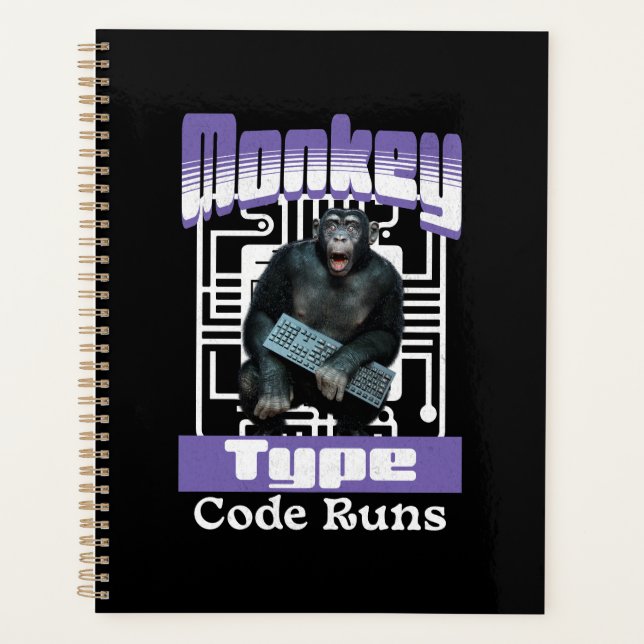 Affen, die Code tippen, bringen Programmiererhumor Planer (Vorderseite)