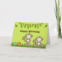 Affen, die im Dschungel zum Geburtstag herumhängen