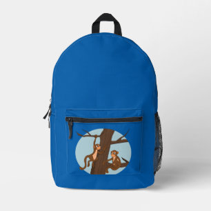 Affen, die Karikatur eines Baumes erklimmen Bedruckter Rucksack
