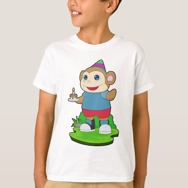 Affen-Geburtstagskuchen T-Shirt (Vorderseite)