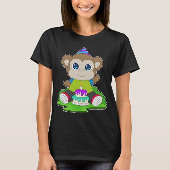 Affen-Geburtstagskuchen T-Shirt (Vorderseite)