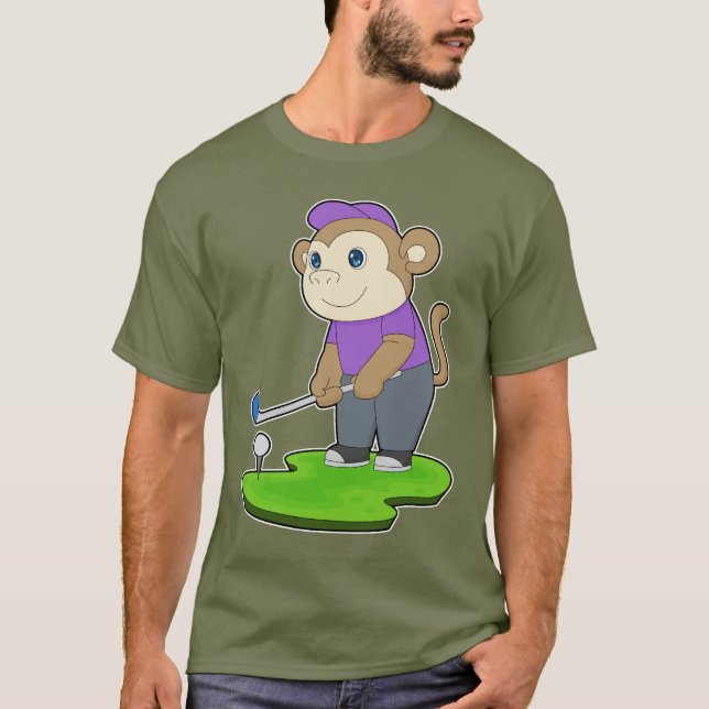 Affen Golfschläger T-Shirt (Vorderseite)