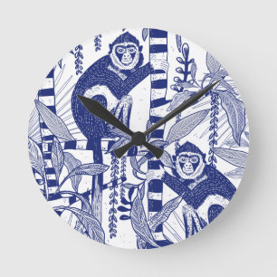 Affen im Dschungel Runde Wanduhr