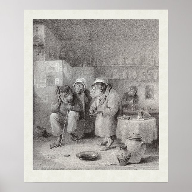 Affen im Zahnarzt - Zahnarztdekor! Poster (Vorne)