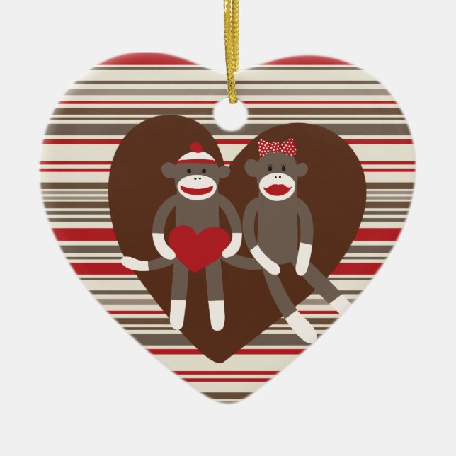 Affen in der Liebe Valentinstag Herzgeschenke Keramikornament (Vorne)