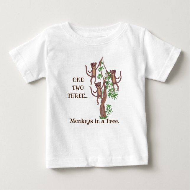 Affen in einem Tree Baby Fine Jersey-T - Shirt (Vorderseite)
